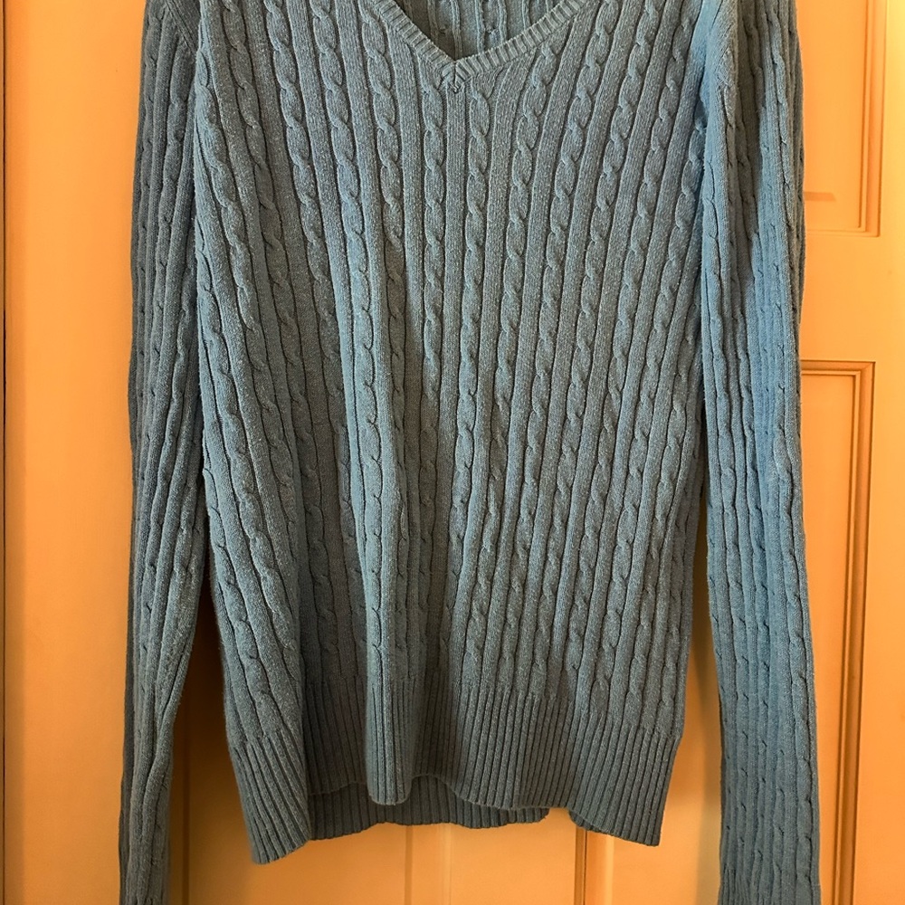 Merona V-Neck Cable Knit Sweater in Blue